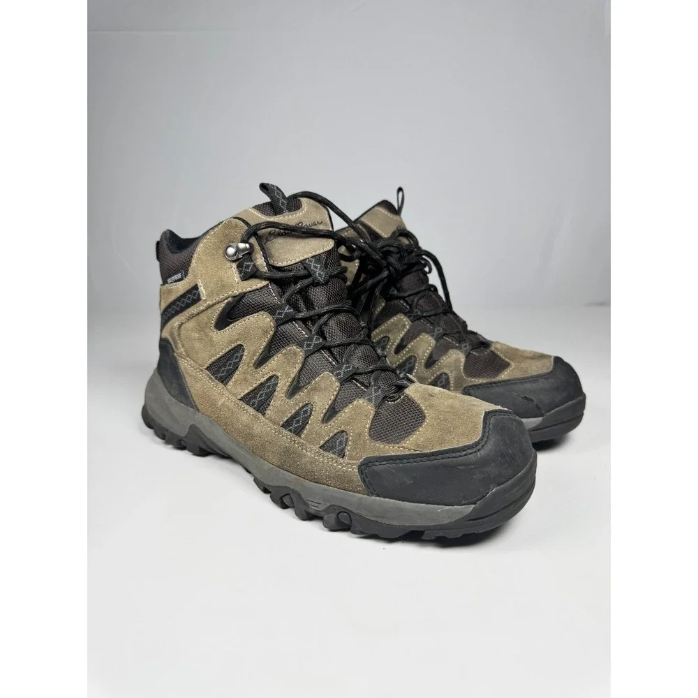 Eddie‎ Bauer Ridgeline Mens US 9 M Hiking Boots Brown Black Leather Waterproof